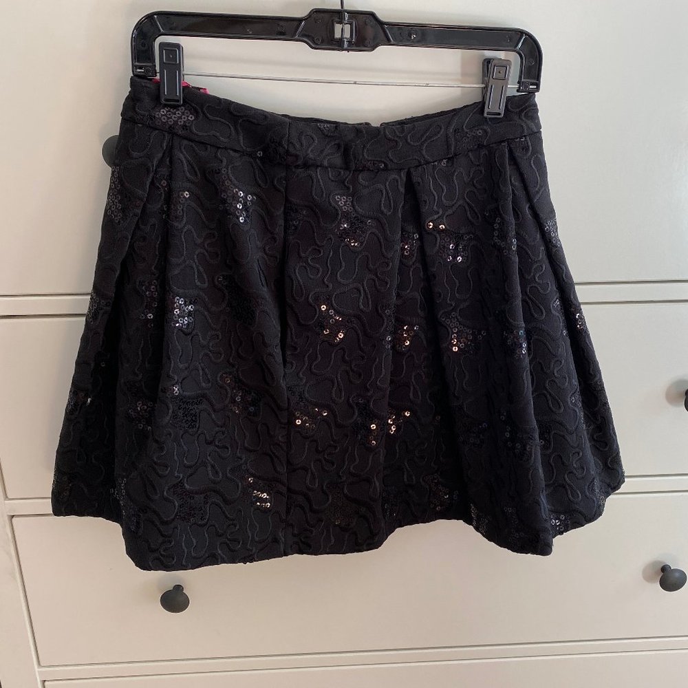 Betsey Johnson Black Sequin A-Line Skirt